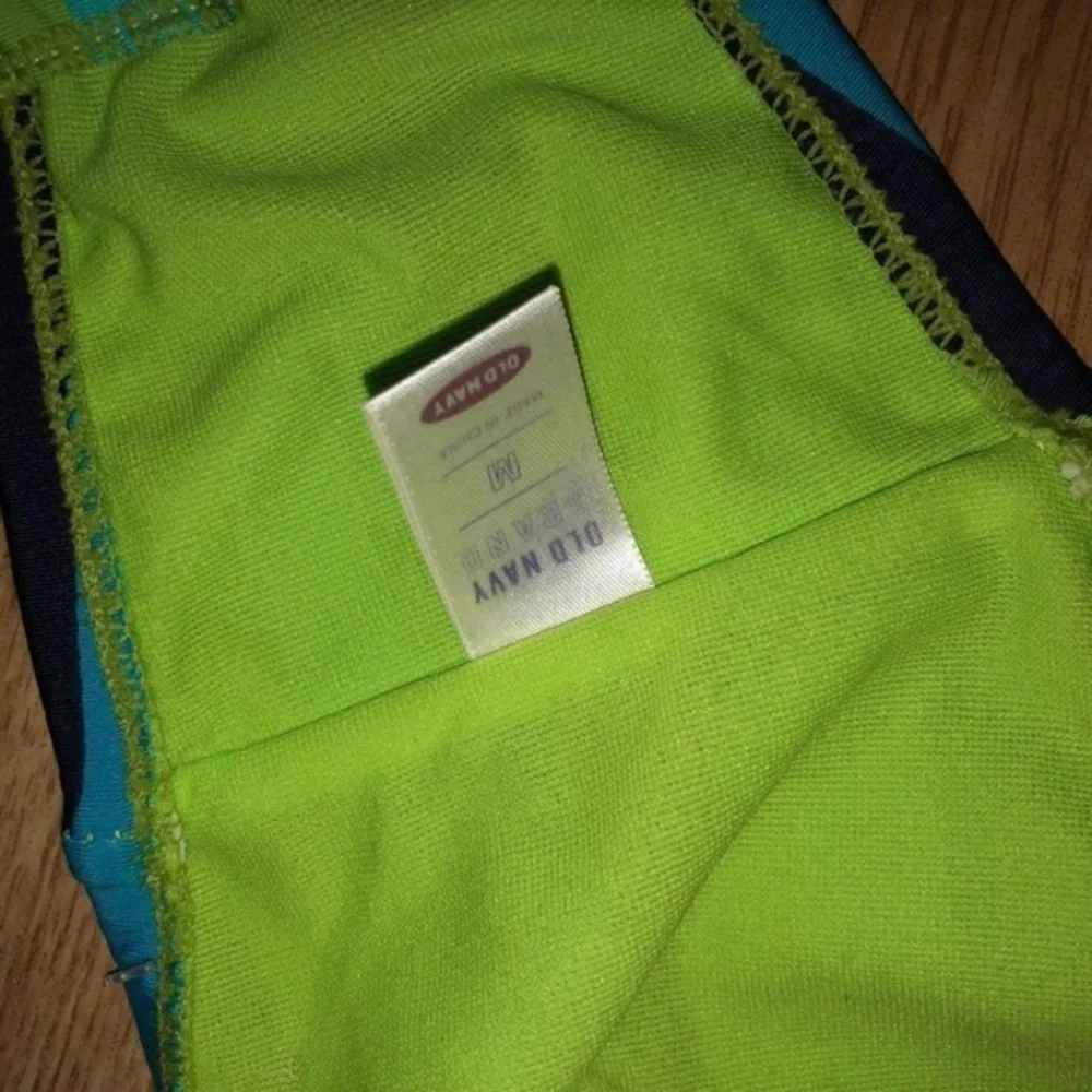 Old Navy Medium Bikini Top Green Blue‎ Stripes